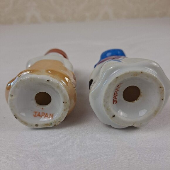 Vintage Dutch Boy and Girl Salt & Pepper Shakers Iridescent Glazed Ceramic Japan - Picture 3 of 13